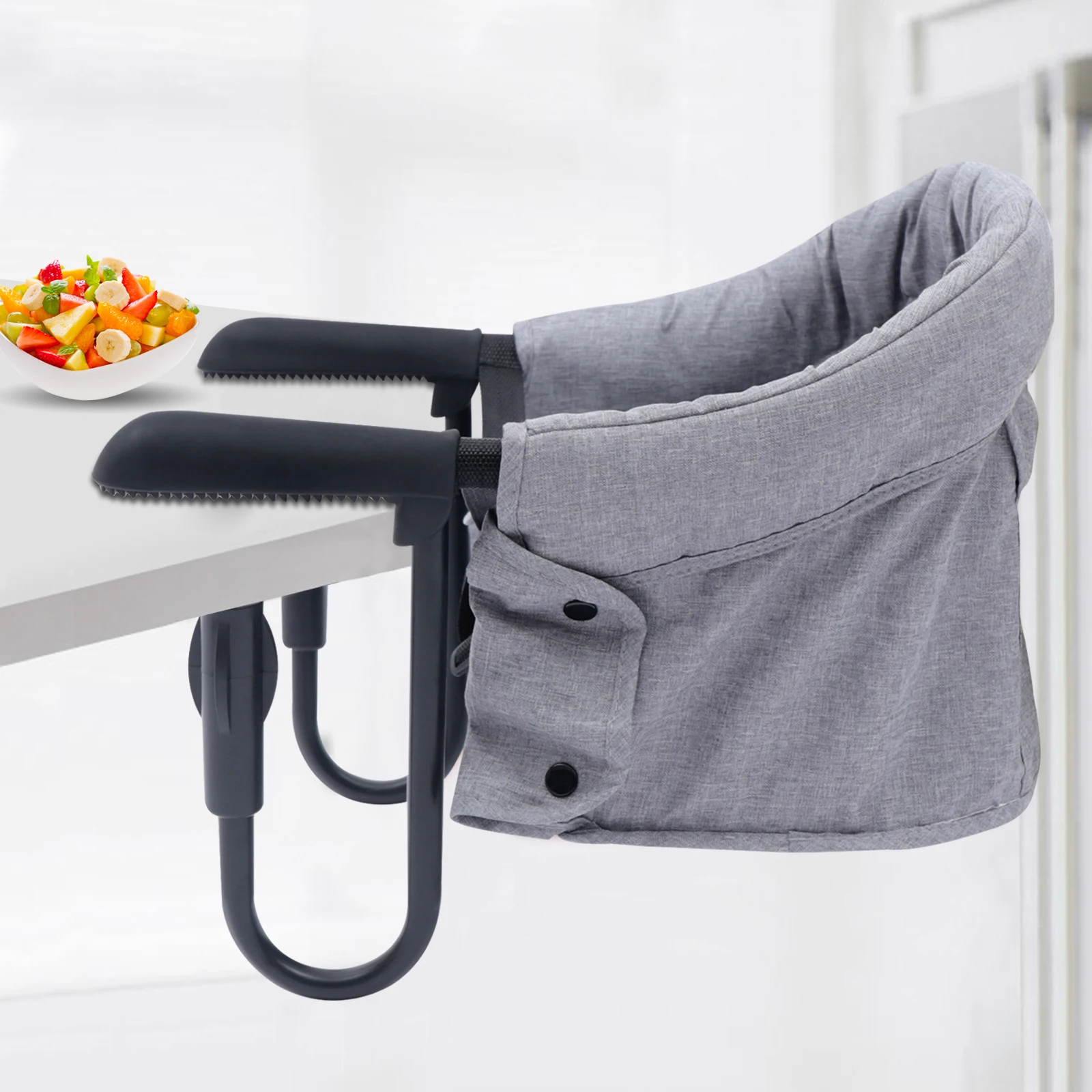 Clip on High Chair Fold-Flat Storage Portable Feeding Seat High Load Design Attach to Fast Table Chair