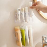 Wall-mounted Transparent Plastic Storage Rack 7-Slot Hand Cream Bathroom Toothpaste Facial Cleanser Storage Rack