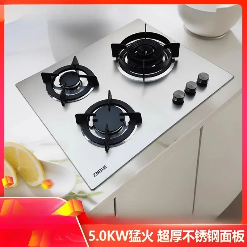 3-Burner Stainless Steel Gas Hob European Style Built-in Natural Gas Kitchen Stove