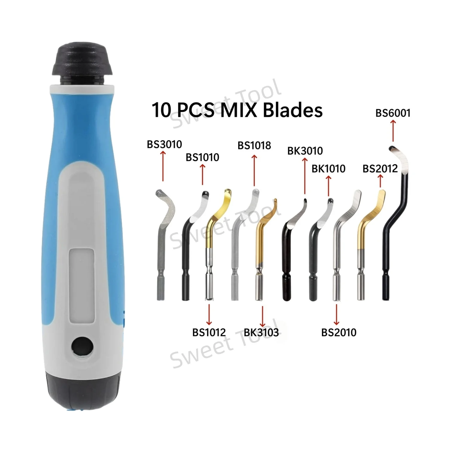 

Deburring Tool Kit NG1000 Handle with 10PCS Rotary Blades MIX Pack Burr Remover Hand Tool Anti-Slip for Copper Aluminum Plastic