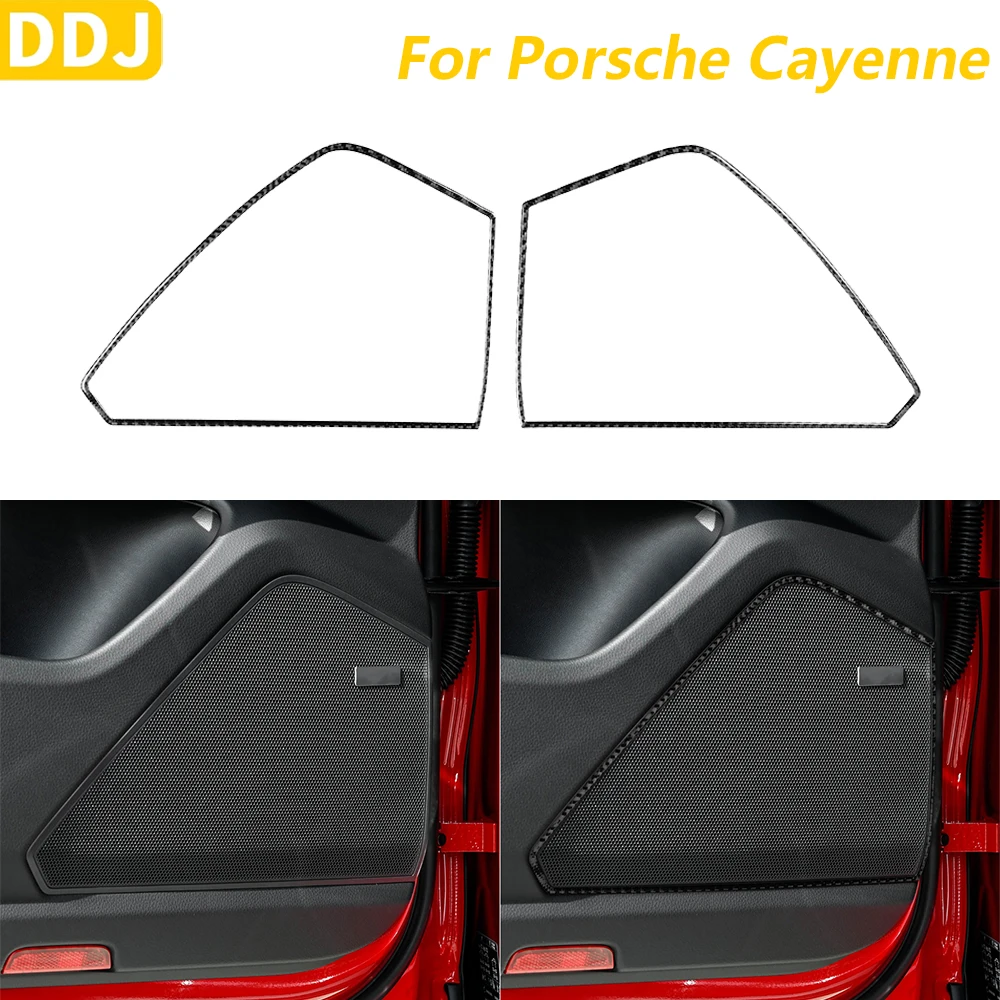 

Soft Carbon Fiber Rear Door Speaker Audio Frame Trim Cover For Porsche Cayenne 9Y0 9YA 9YB E3 2018-2023 Interior Accessories