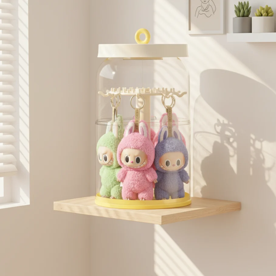 

Rotating Blind Box Display Stand, Transparent Dust-Proof Showcase for POP MART Figures & LABUBU, Spinning Storage Rack