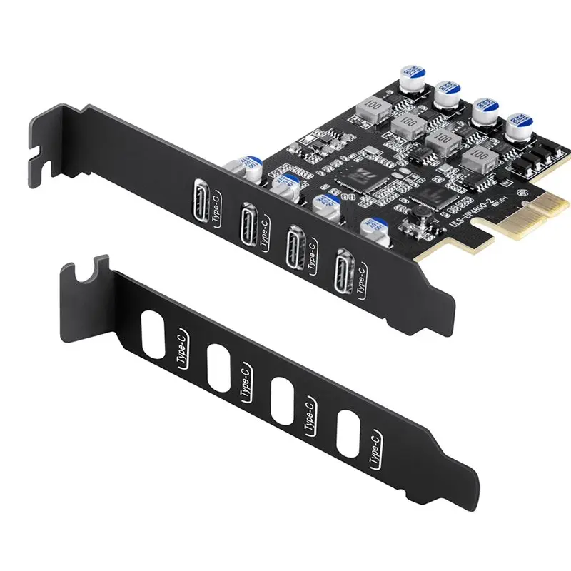 4 Ports USB PCIE Card Pcie USB 3.0 Expansion Card 4X Type C With Low Profile Bracket For Desktop PC Data Only