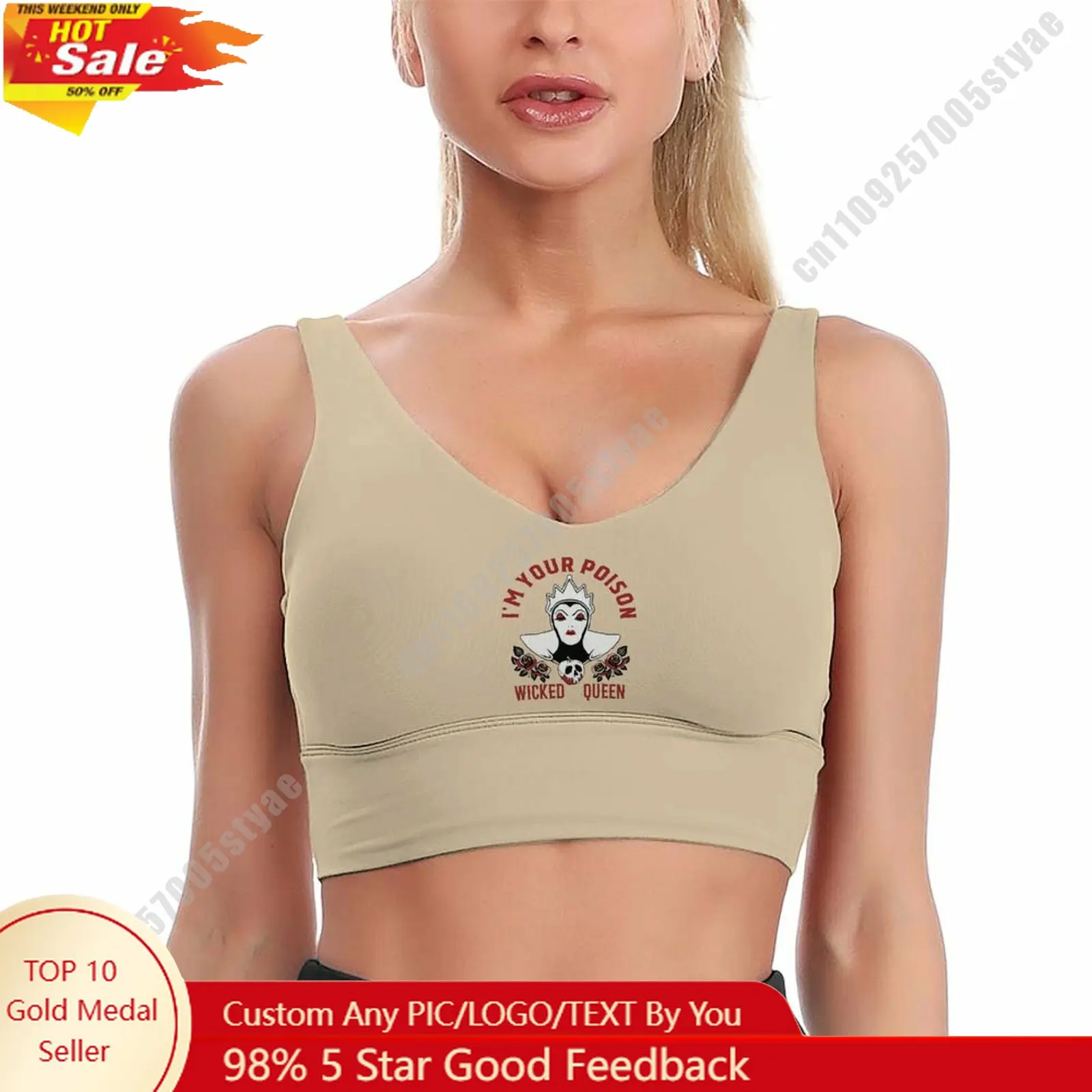 

The Evil Queen Sports Bra Disney Character Custom Breathable Underwear Running Fitness Push Up Bra Fresh Fashionable Gifts