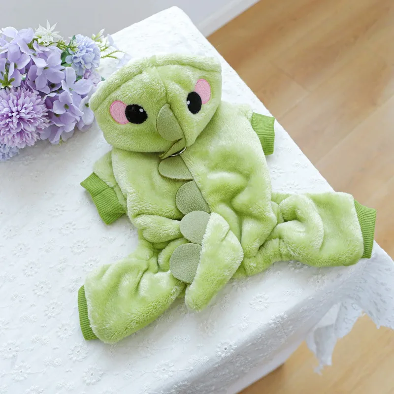 할로윈 애완동물 코스프레 코스튬, 두꺼운 의류, 벨벳 녹두 드래곤, 중소형 개에 적합, 가을 및 겨울