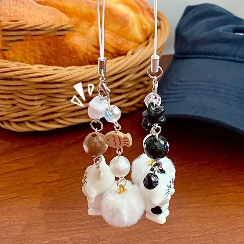 W0YA Adorable Design Keyring Pendant Phone Decorative Accessories Resin Texture Phone Strap Suitable for Everyday Use