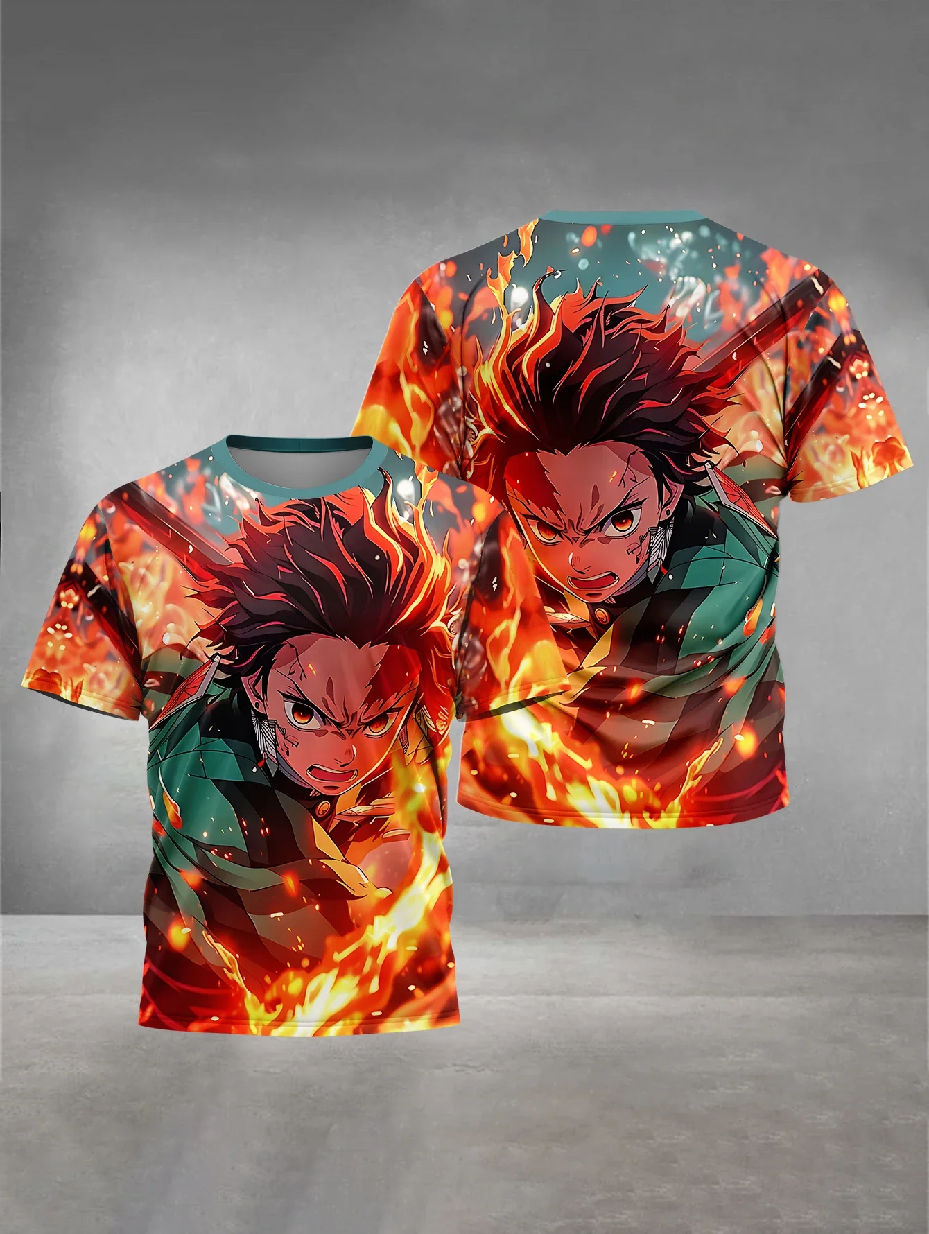 2025. الصيف أنيمي شيطان القاتل ثلاثية الأبعاد طباعة ملابس الطفل 5 إلى 14 سنة الذكور الملابس في الهواء الطلق للأطفال صبي فتاة الطفل تي شيرت