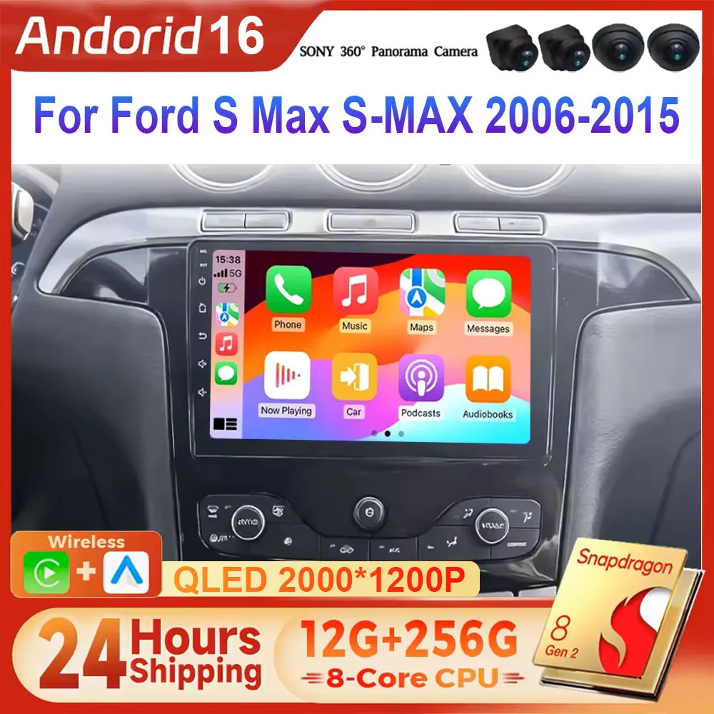 Car Radio Multimedia Player Android 16 For Ford S-Max Galaxy 2006-2015 Multimedia Stereo Recorder Navi Head Unit with Carplay