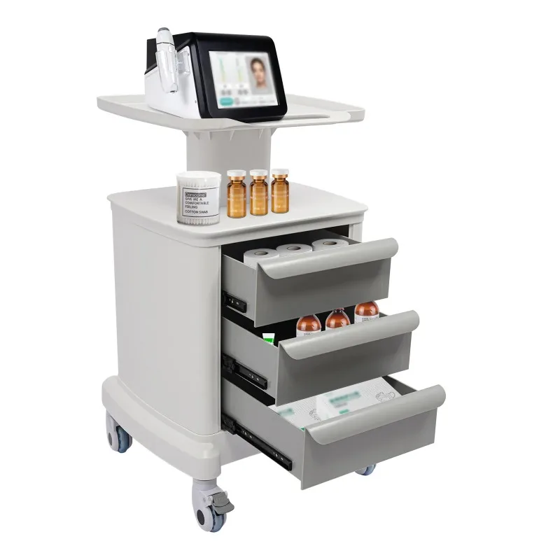 Mobile Station for Hairstyling Tools Nail Art Supplies Meuble White Salon Trolley Cart Rolling Cart with 3 Drawers Professional
