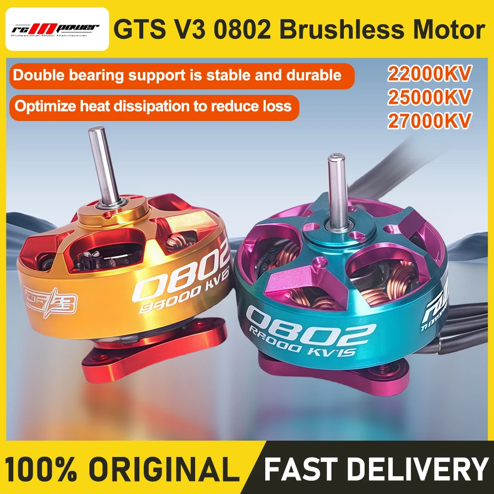 

RCINPOWER GTS V3 0802 22000KV 25000KV 27000KV 1S Brushless Motor for FPV Freestyle 1.2-1.6inch Tinywhoop Cinewhoop Drones