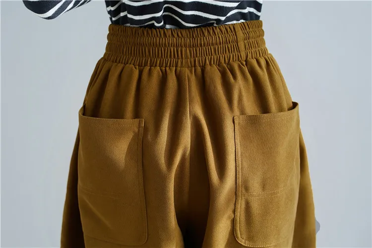 New 2026 Women's Solid Loose Casual Trousers Simple Elastic Waist Wide Leg Harem Pants Versatile Pockets Banana Pants Oversized