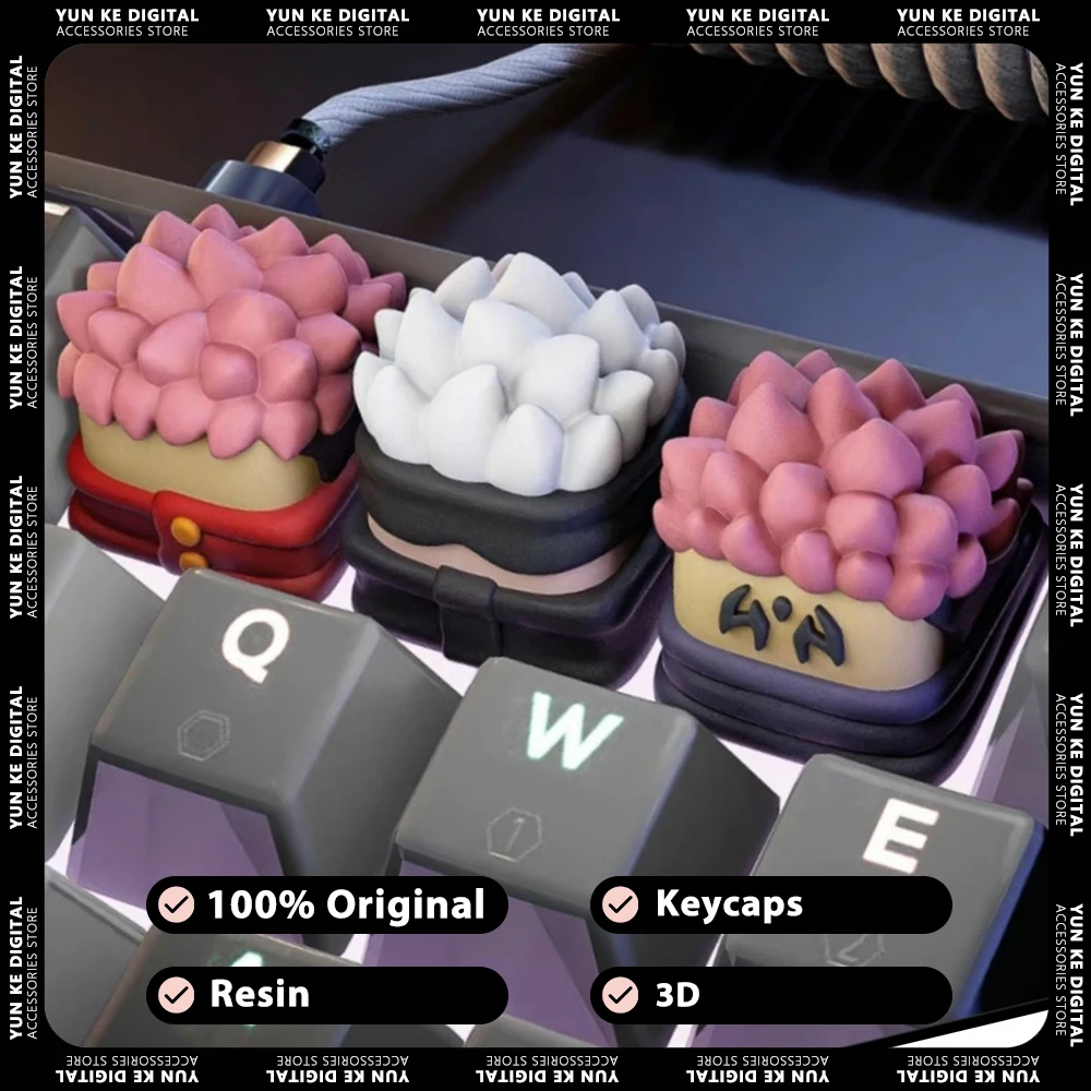 Ceke Anime Beeldje Keycaps 3d Creatieve Hars Handgemaakte Keycap Voor Mechanische Toetsenbord Pc Gamer Accessoires Keycaps Geschenken