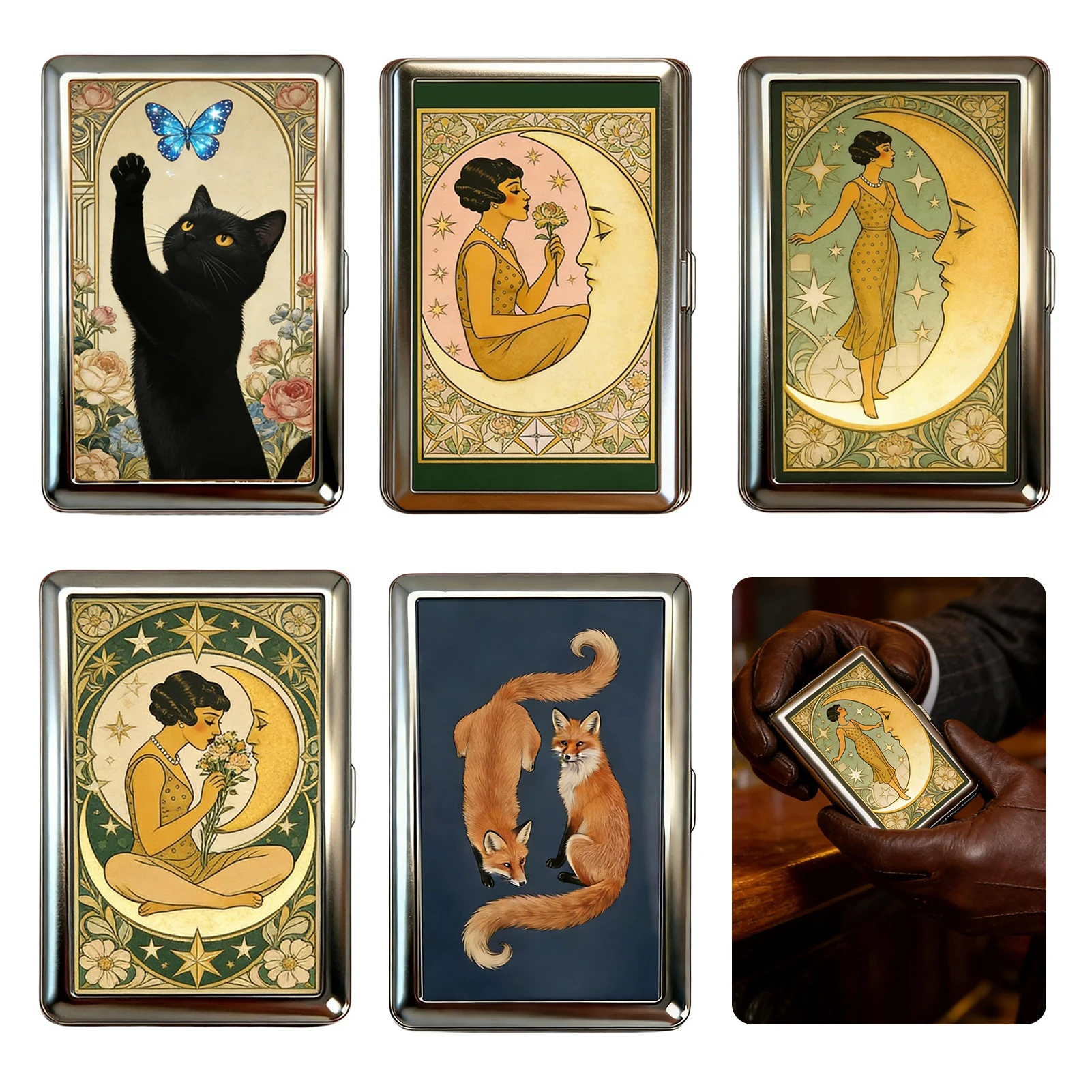 Vintage Design Multi-Function Card Holder Cash Storage Box Artistic Style For Travel Business Daily Use