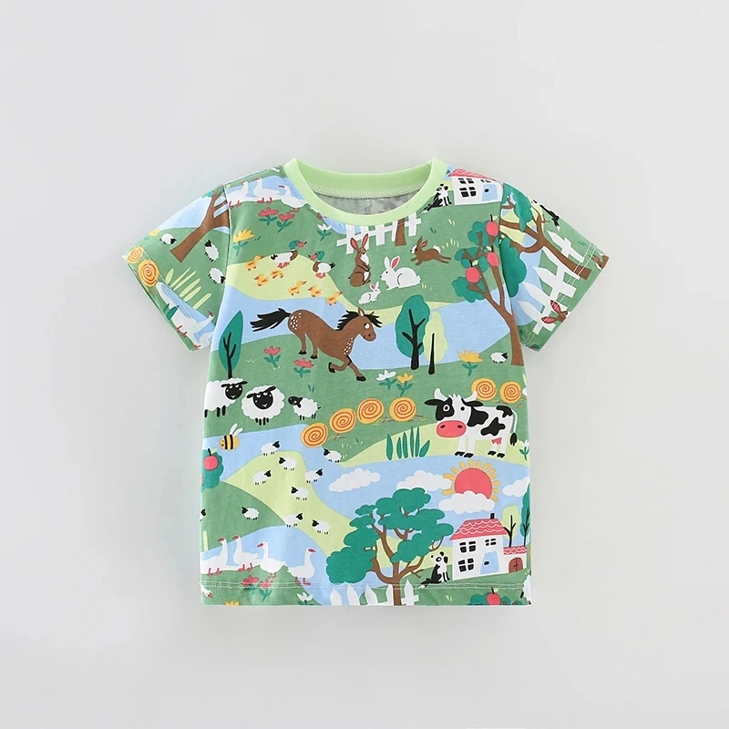 Little maven European and American Style Kids Clothes Summer Children Boys T-shirts Cartoon Animals Print Fashion Baby Boys Tees