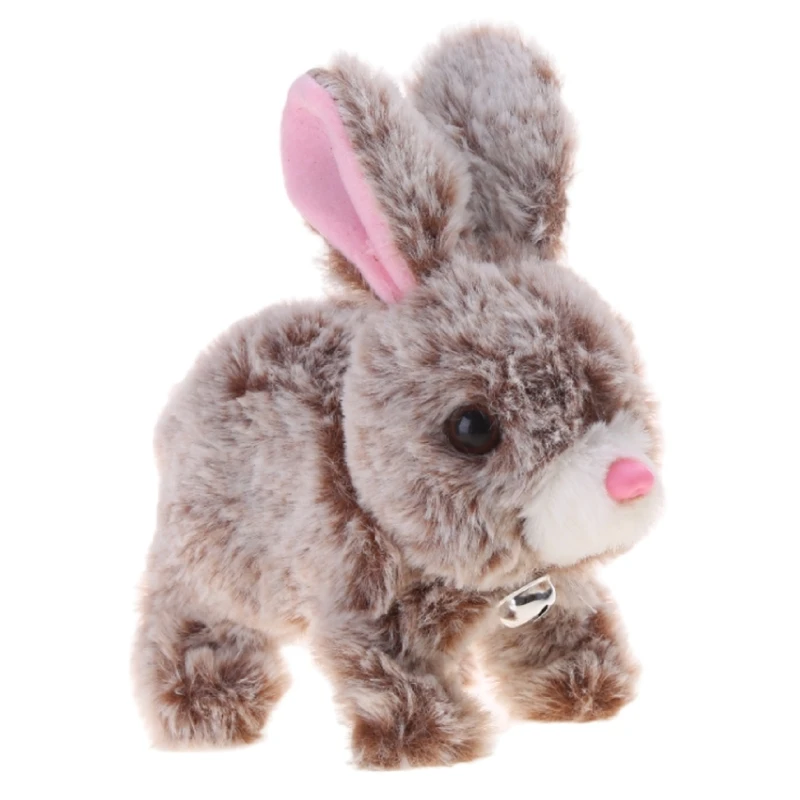 F19F – lapin en peluche réaliste qui marche, Animal électronique en peluche, jouet éducatif pour fille