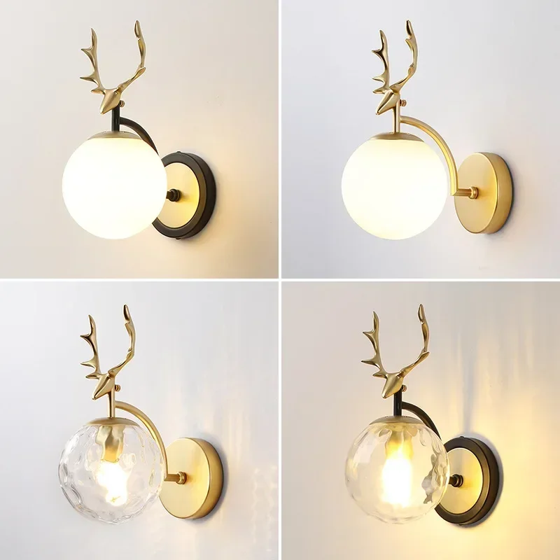 Nordic Antlers Wall Lamp Simple Creative Bookstore Living Room Bedroom Bedside TV Background Wall Decorative Lamp