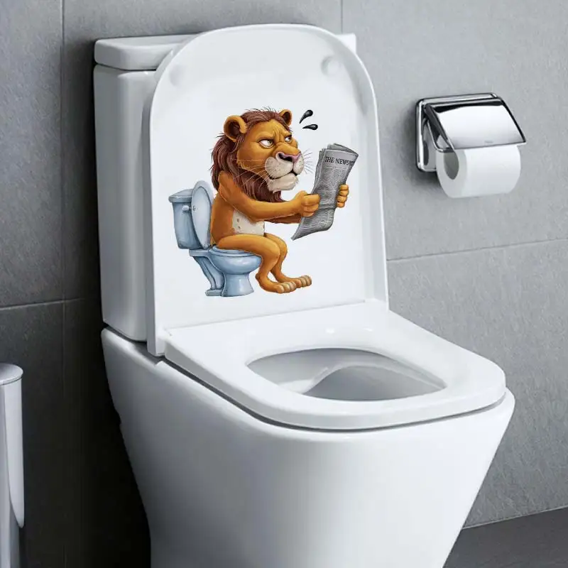 Funny Cat Dog Fox Tiger Animal on the Toilet Sticker Bathroom Toilet Cover Sticker Wall Sticker WC Home BathRoom Decoration S353