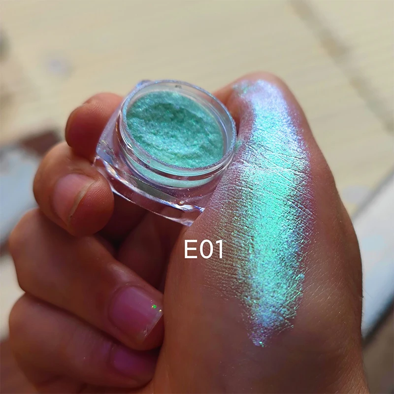 Glitter Eyeshadow Powder Long Lasting Chrome Chameleon Holographic Chameleon Eyeshadow Pigment Eye Makeup For Women Cosmetic