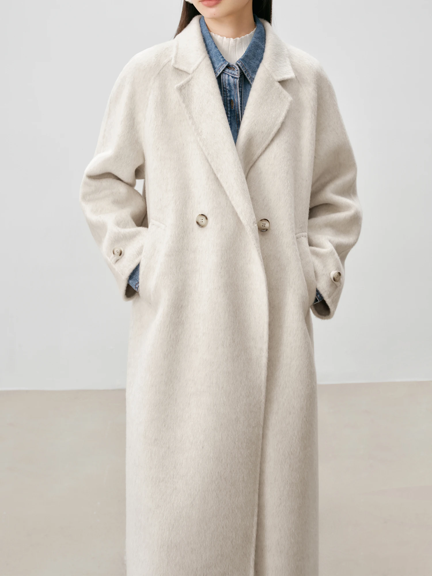 ZIQIAO 91.5% Wool Petite Size Double Cashmere Coat for Women 2024