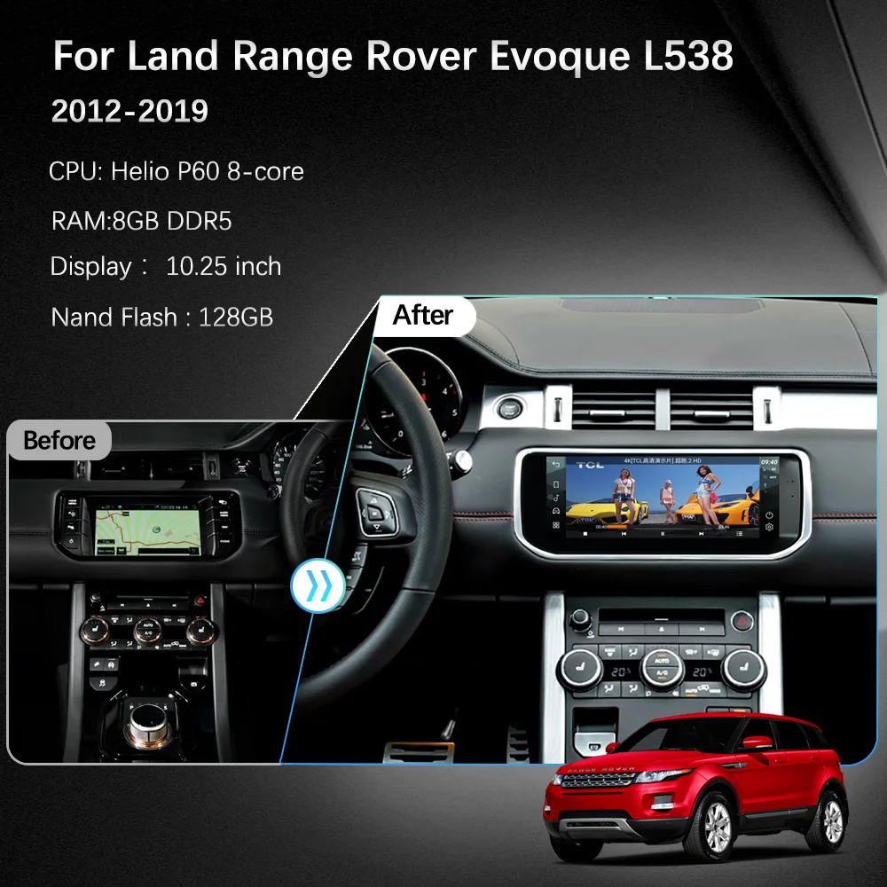 JEHUNG Android For Land Range Rover Evoque L538 2012-2019 Car Multimedia Player CarPlay GPS Radio 5G navigation AC screen