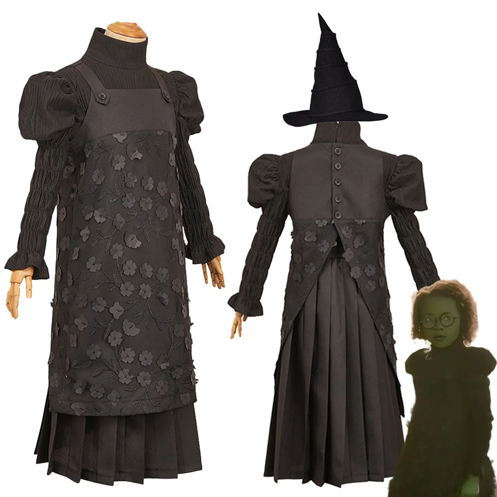 

Fantasia Wicked 2 Ведьма Эльфаба Косплей Одежда для девочек Шляпа 2025 Фильм Disfraz Костюм От 6 до 14 лет Карнавальная одежда на Хэллоуин