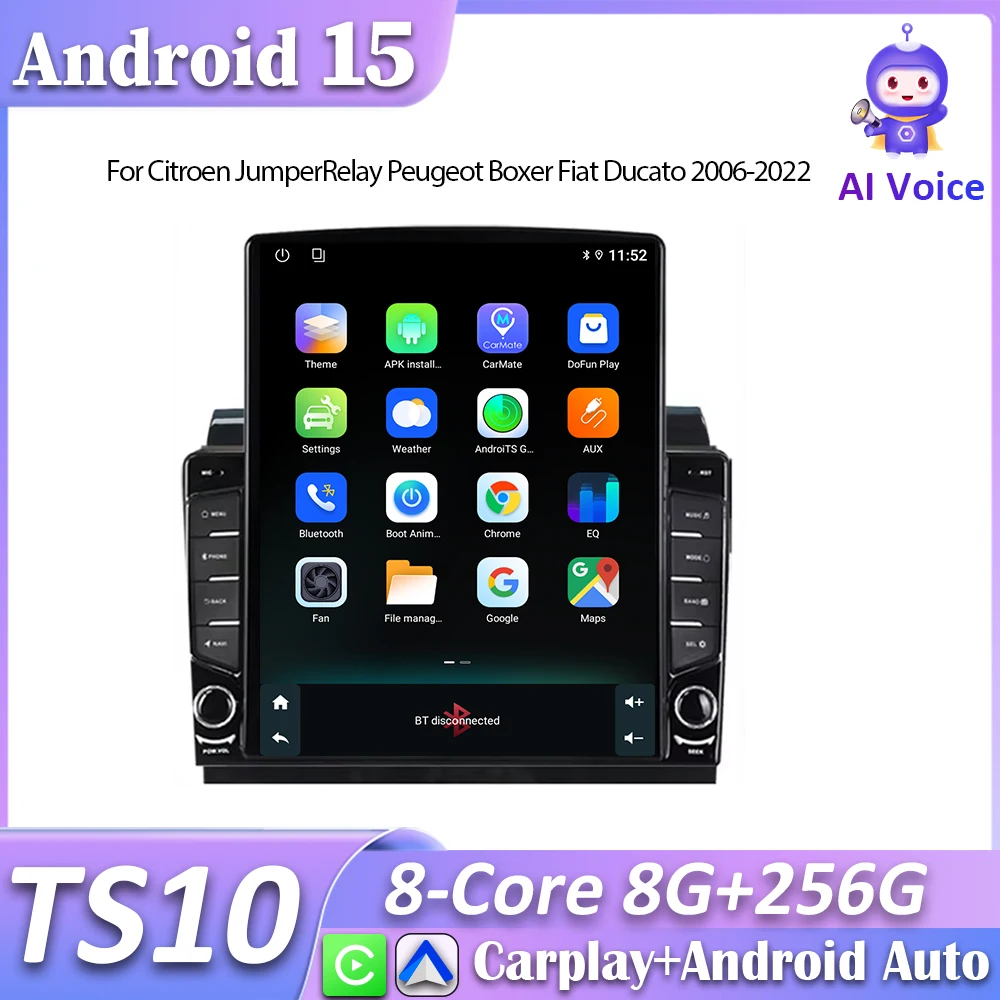 For Citroen Jumper Relay Peugeot Boxer Fiat Ducato 2006-2022 Car Radio Carplay Navigation GPS Android Auto Car Monitor Bluetooth