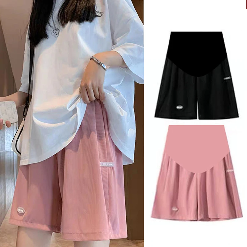 شورت أمومة عالي الخصر للنساء الحوامل ، كابريس حمل فضفاض ، مقاس كبير ، ساق واسعة ، صيف #1