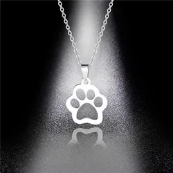 Stainless Dog Cat Necklace For Women Jewelry Accessories Animal Paw Pet Bear Crown Bull Choker Necklace Pendant Footprints New