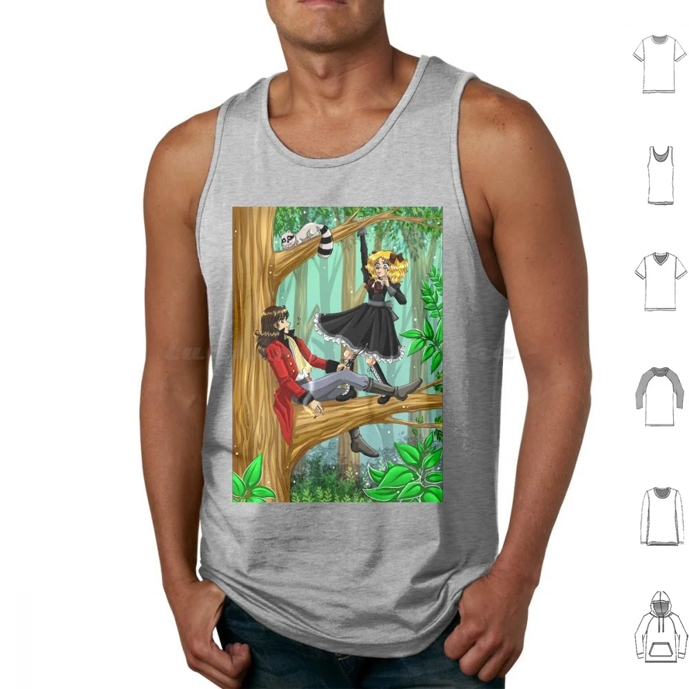 Candy-Candy And Terry Grandchaster In The Forest Tank Tops Vest Sleeveless Candy Candy Candy Terry Terry Grandchaster Raccoon