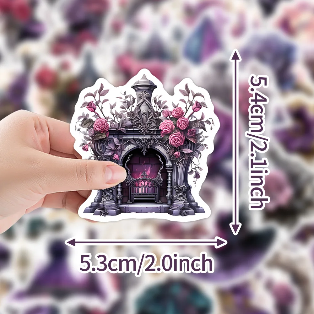 

10/30/50PCS Gothic Style Purple Flowers Cartoon Sticker DIY Phone Laptop Luggage Skateboard Graffiti Decals Fun for Kid