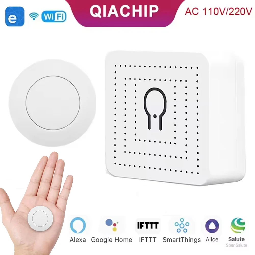 

QIACHIP WiFi Smart Mini Switch AC110V 220V 2-way LED Light Module Wireless Control Work With eWelink and Alexa Google Home Alice