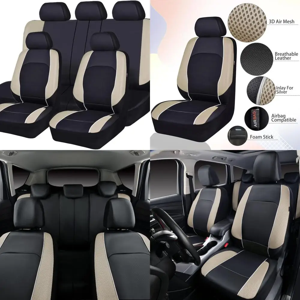 

Кожаные чехлы на автомобильные сиденья, универсальный чехол на сиденье с 3D-воздушной сеткой, полный комплект для грузовиков, внедорожников, спадов, дышащей искусственной кожи с подушкой безопасности (Bla)