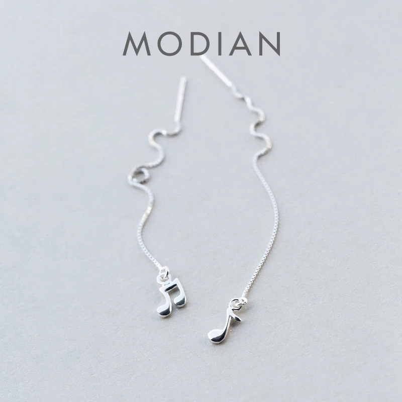 

Modian High Quality 925 Sterling Silver Music Symbol Long Chain Drop Earrings for Women Sterling Silver Fashion Jewelry NEW