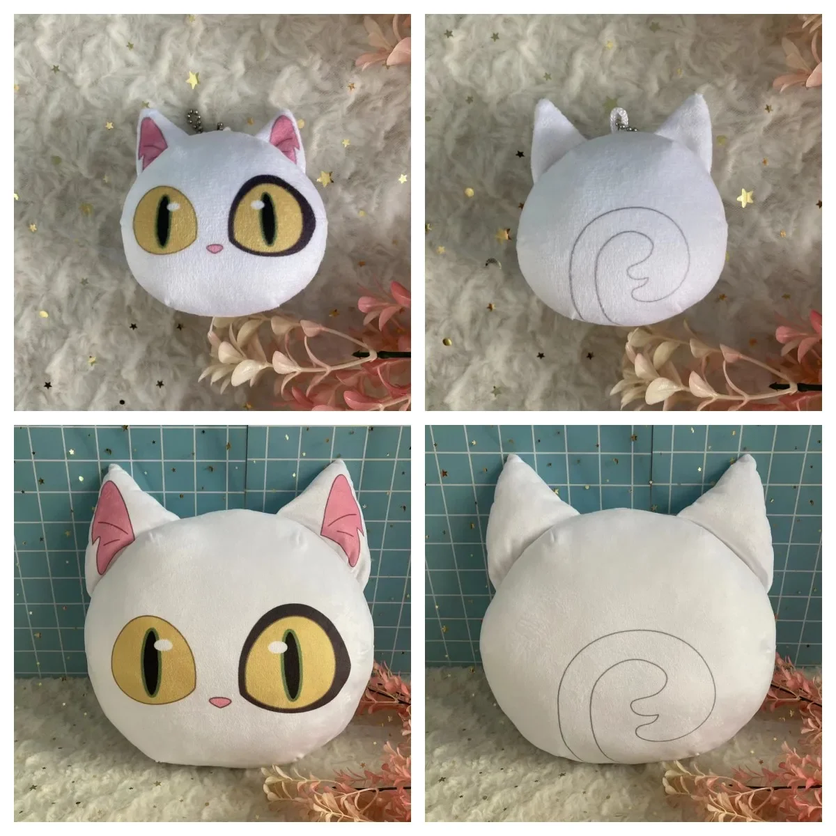 Animation Derivatives Iwato Suzume Munakata Sōta White Cat Ball Mini Pillow with Ear Pendant Kawaii Exquisite Gift for Friend