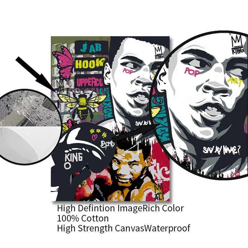 Graffiti Street Mike Tyson Boxing Legend Pop Art Posters and Print Abstract Boxer Canvas Painting Wall Picture Room Home Decor