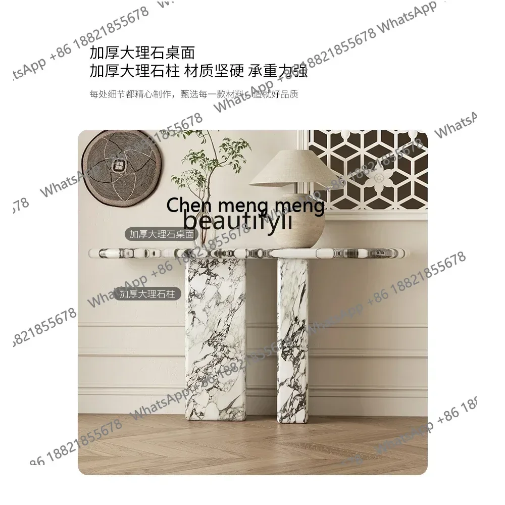 D178   High-end marble entrance table foyer against the wall French light luxury small apartment entrance table