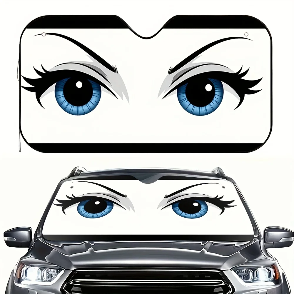 

1 шт. Автомобильный солнцезащитный козырек с принтом Mystical Blue Gaze — стильный дизайн с глазами аниме, простая установка с 4 присосками, складной для выпуклости