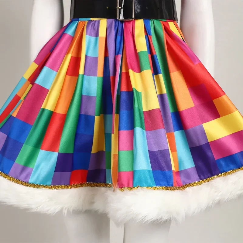 FC6크리스마스 격자 무늬 드레스 여성용 화려한 캐미솔 드레스 소녀 패션 파티 복장 사용자 정의 크기@FC8!