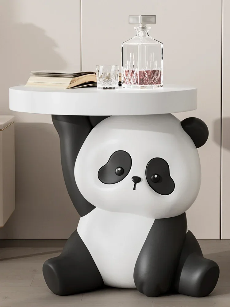 

z Cartoon Cream Wind Panda Statue Coffee Table Home Decor Living Room Decor Creative Animal Figurines Side Table Bedside Cupboa