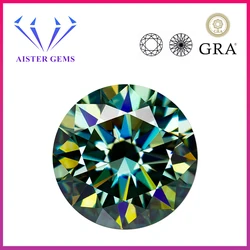 Never Fade Peacock Blue Moissanite Stone 8 Hearts & Arrows Round Cut 1.0-3.0ct VVS1 Pass Diamond Tester with GRA Certificate
