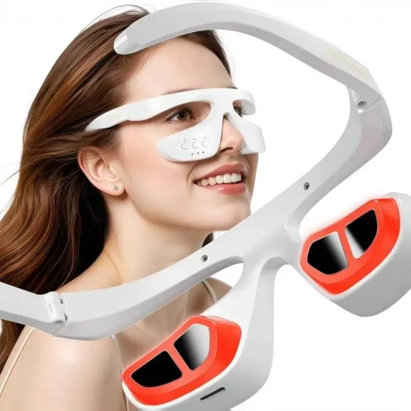 Portable Smart Eye Massager 3D Red Light Therapy Under-Eye Massage Glasses Reduce Wrinkles for Travel Business Trip Use
