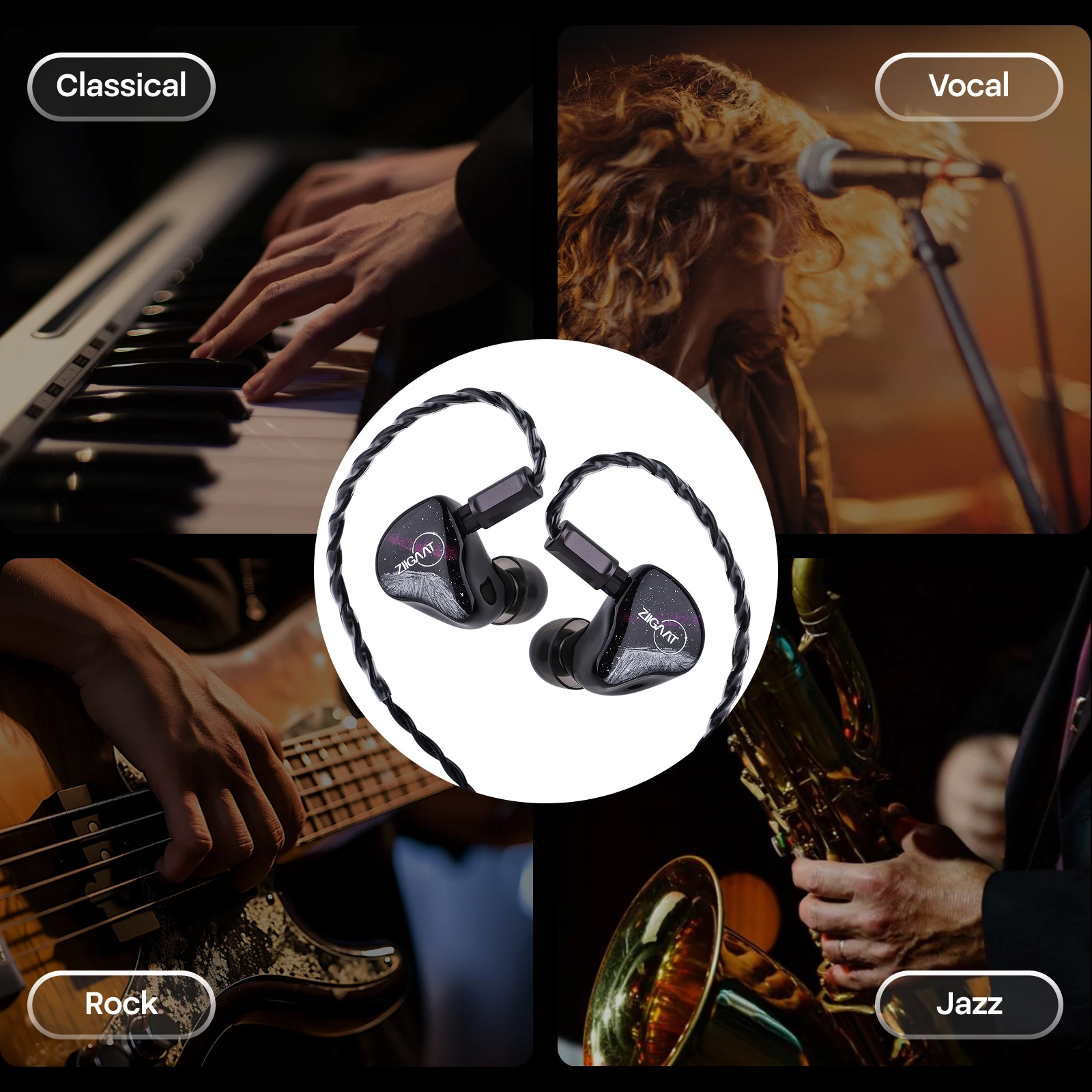 Linsoul ZiiGaat الهلال قسط 2DD + 2BA الهجين يدويا جودة IEM Hifi سماعة مع كابل موصل 2 دبوس قابل للتبديل