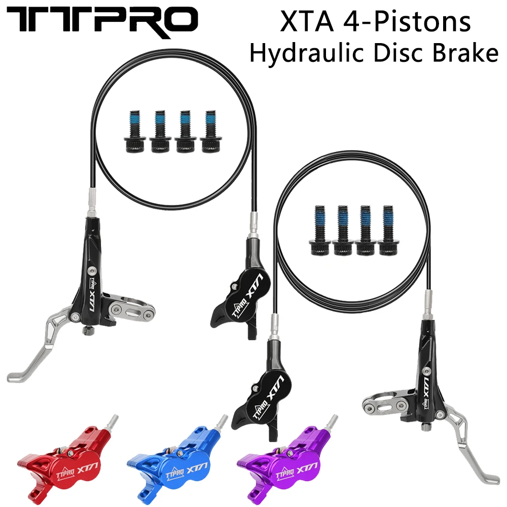 TTPRO XTA 4-Pistons MTB Bike Hydraulic Disc Brake Left Front 800MM Right Rear 1450MM Caliper Brake Mountain Bike Cycling Parts