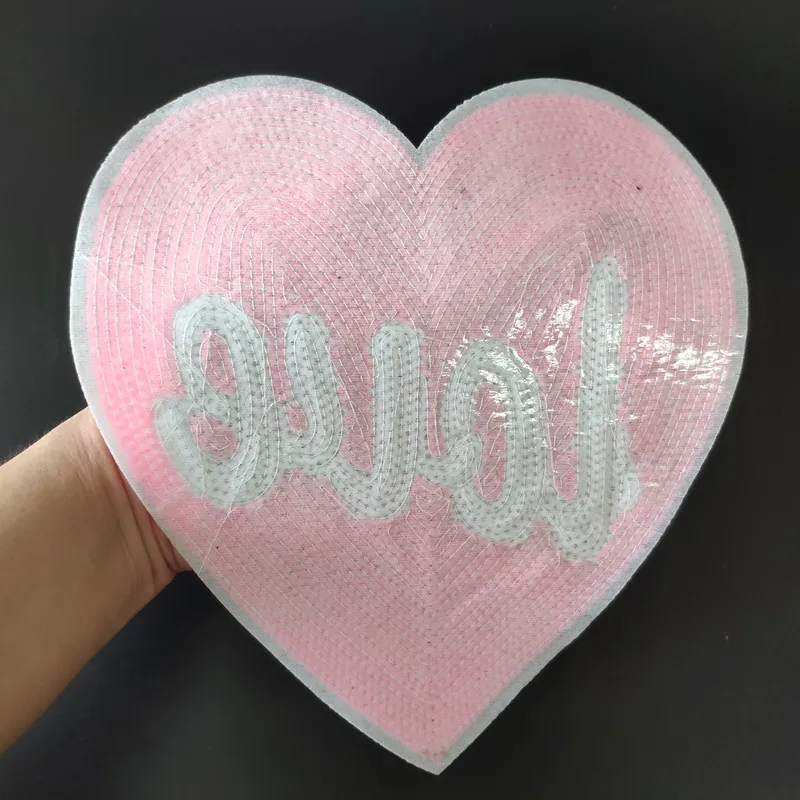 Clothing Women Shirt Top Diy Love Heart Patch Letter Sequins deal with it T-shirt girls Iron on Patches for clothes Stickers