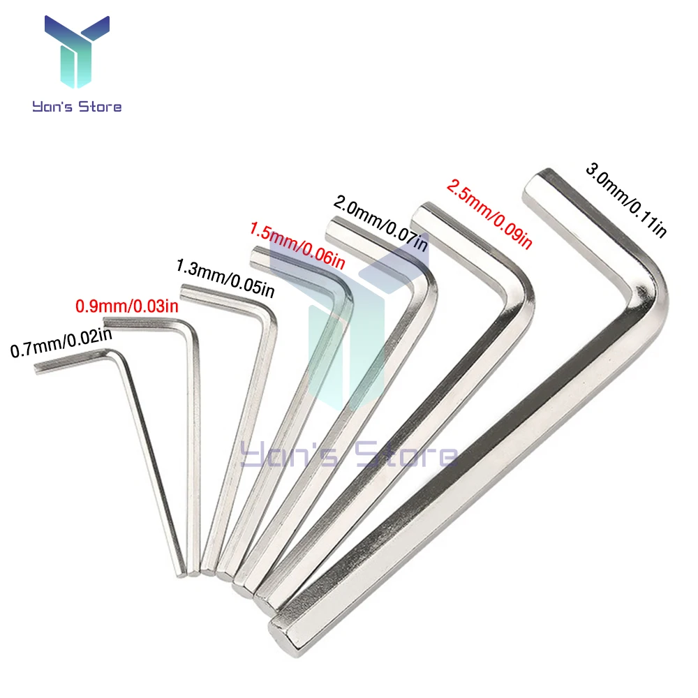 7Pcs Hexagon Allen Key Wrench Tools Set 0.7/0.9/1.3/1.5/2/2.5/3mm Wrench Bicycle Repair Tools Hand Repair Tools 0.7MM-3MM