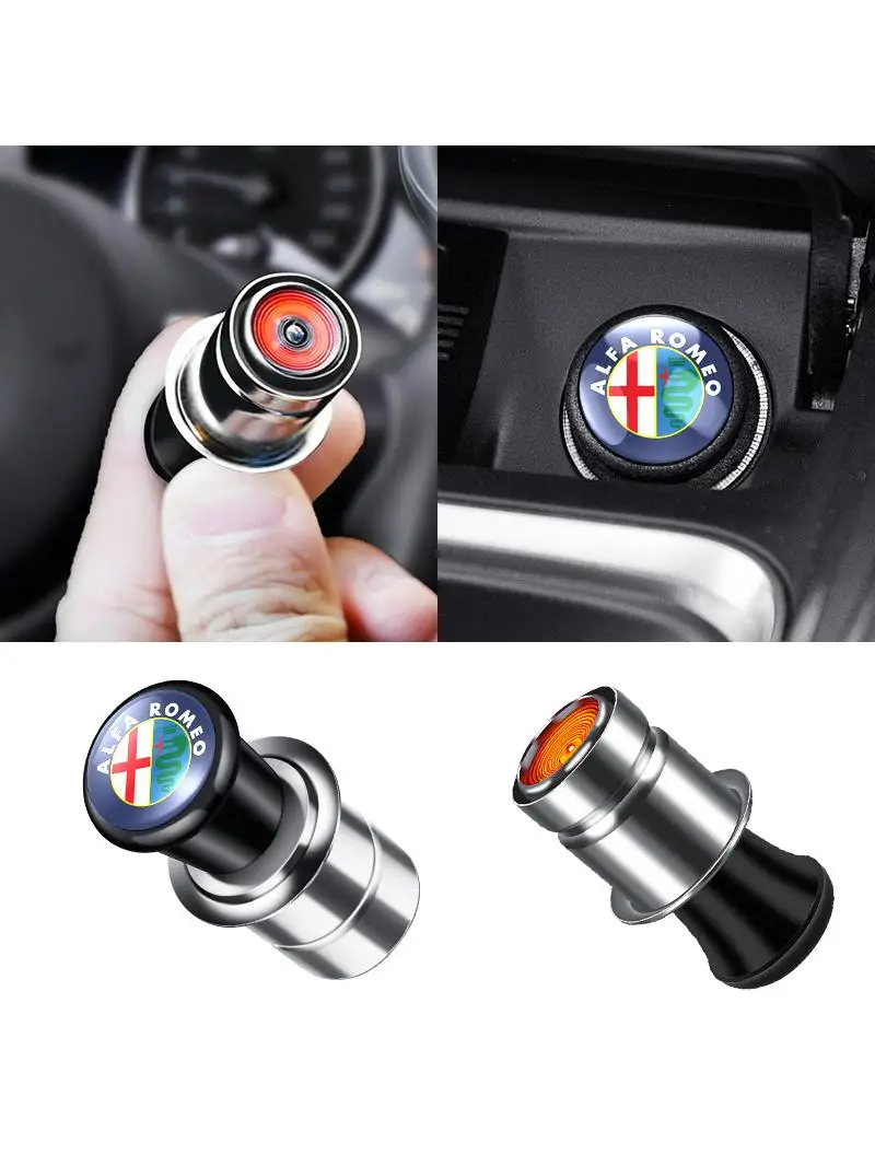 Allume-cigare avec Logo de voiture, 12V, matériau ABS en acier inoxydable, pour Alfa Romeo Mito Brera 147 Giulietta 159 156 Stelvio Sportiva Giulia