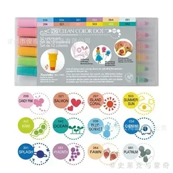 Japan Zig KURETAKE CLEAN COLOR DOT Double Tip Watercolor Pen New Metallic Color Round Stamp Marker TC-6100 Soft Colors