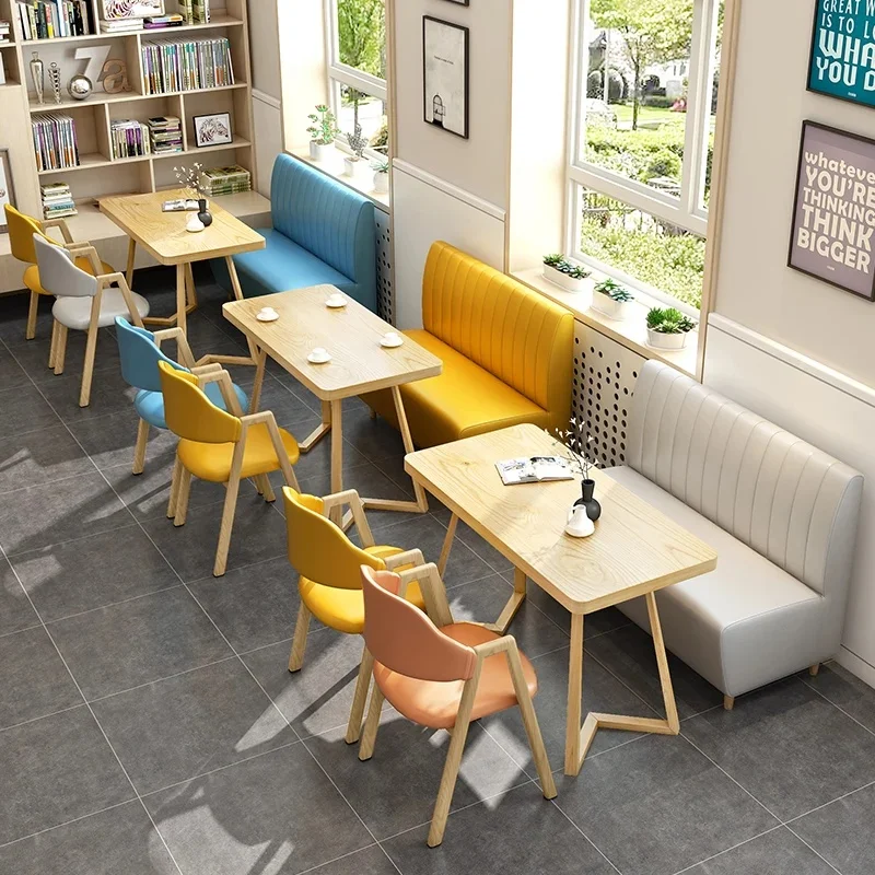 Modern Wood Cafe Chair Set Comfortable Restaurant Furniture for Dining Room Villa Coffee Shop Hotel Use Stylish Booth Couch