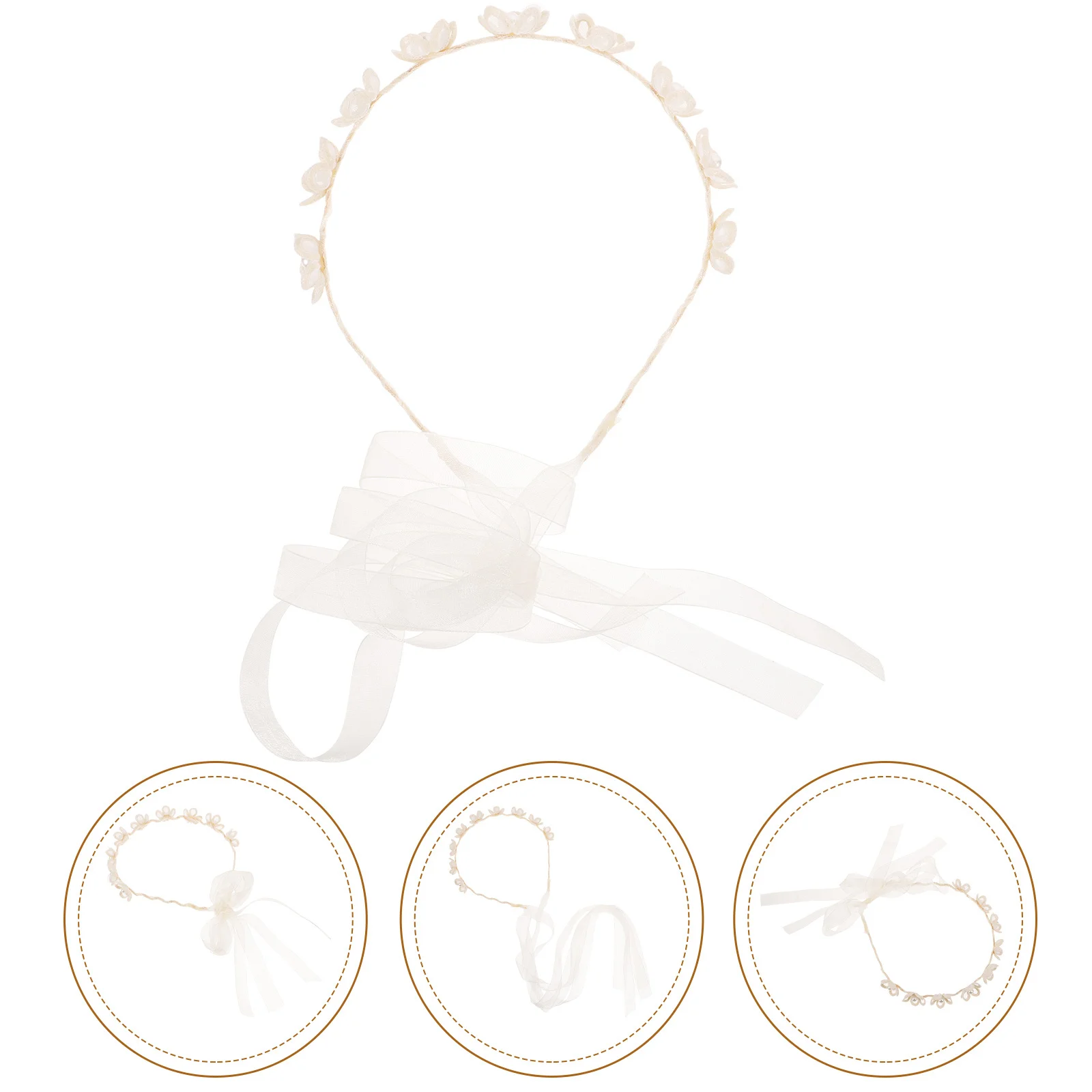 

Lace Headband For Women Elegant Pearl Flower Ribbon Hair Accessory Fabric Headband Fashion Wedding Party Prom Use