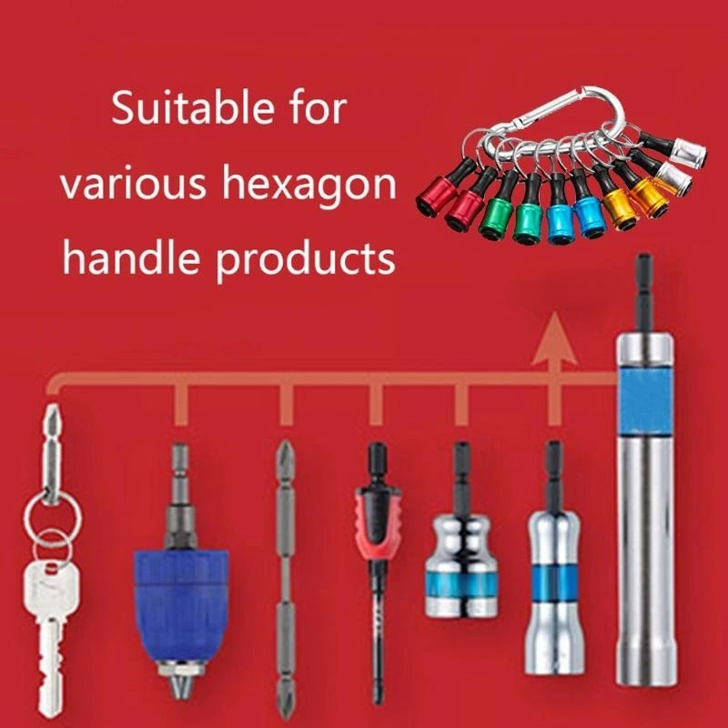 E06B 10 Pieces Shank Keychain Extension Bar Bit Bit Adaptor 1/4 Inch